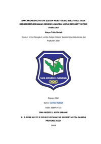 Image of RANCANGAN PROTOTIPE SISTEM MONITORING BERAT PADA TRUK DENGAN MENGGUNAKAN SENSOR LOADCELL UNTUK MENGANTISIPASI OVERLOAD
